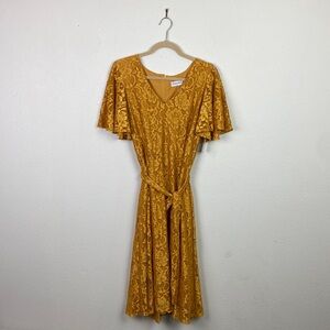 Evan Picone Mustard Lace Midi Dress